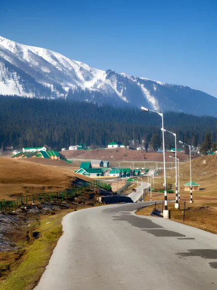 a road leading to himalayan mountains through gulmarg-665366400